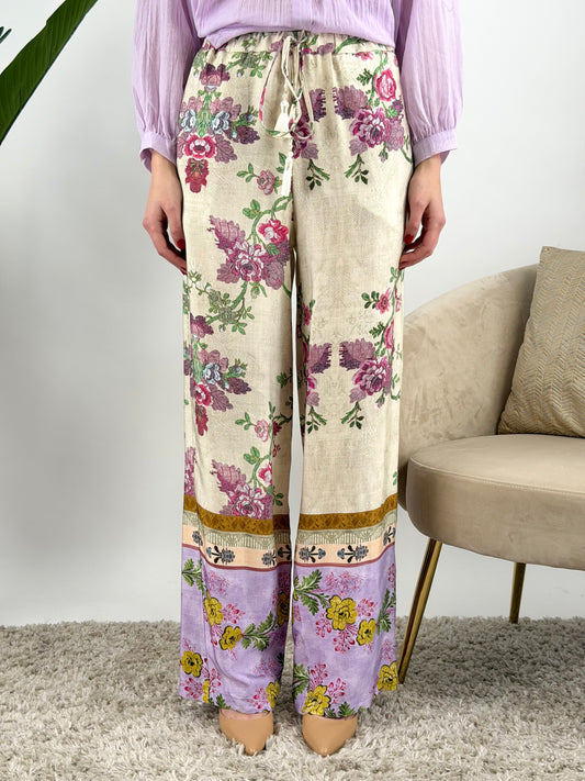WU'SIDE - PANTALONE PALAZZO FANTASIA