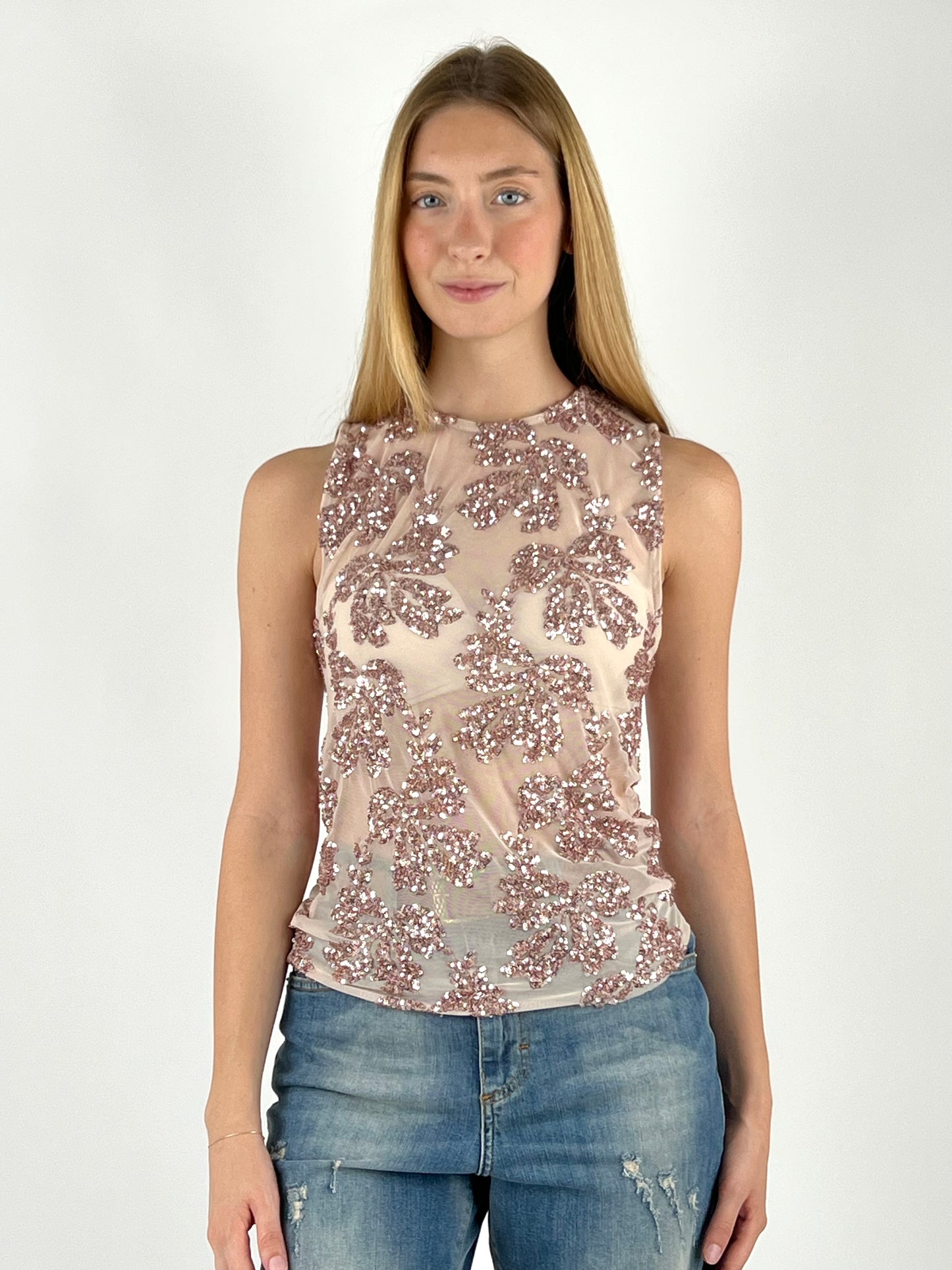 SUSY MIX - CANOTTA RICAMI PAILLETTES
