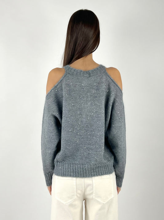 KONTATTO - MAGLIA CUT OUT MICRO PAILLETTES