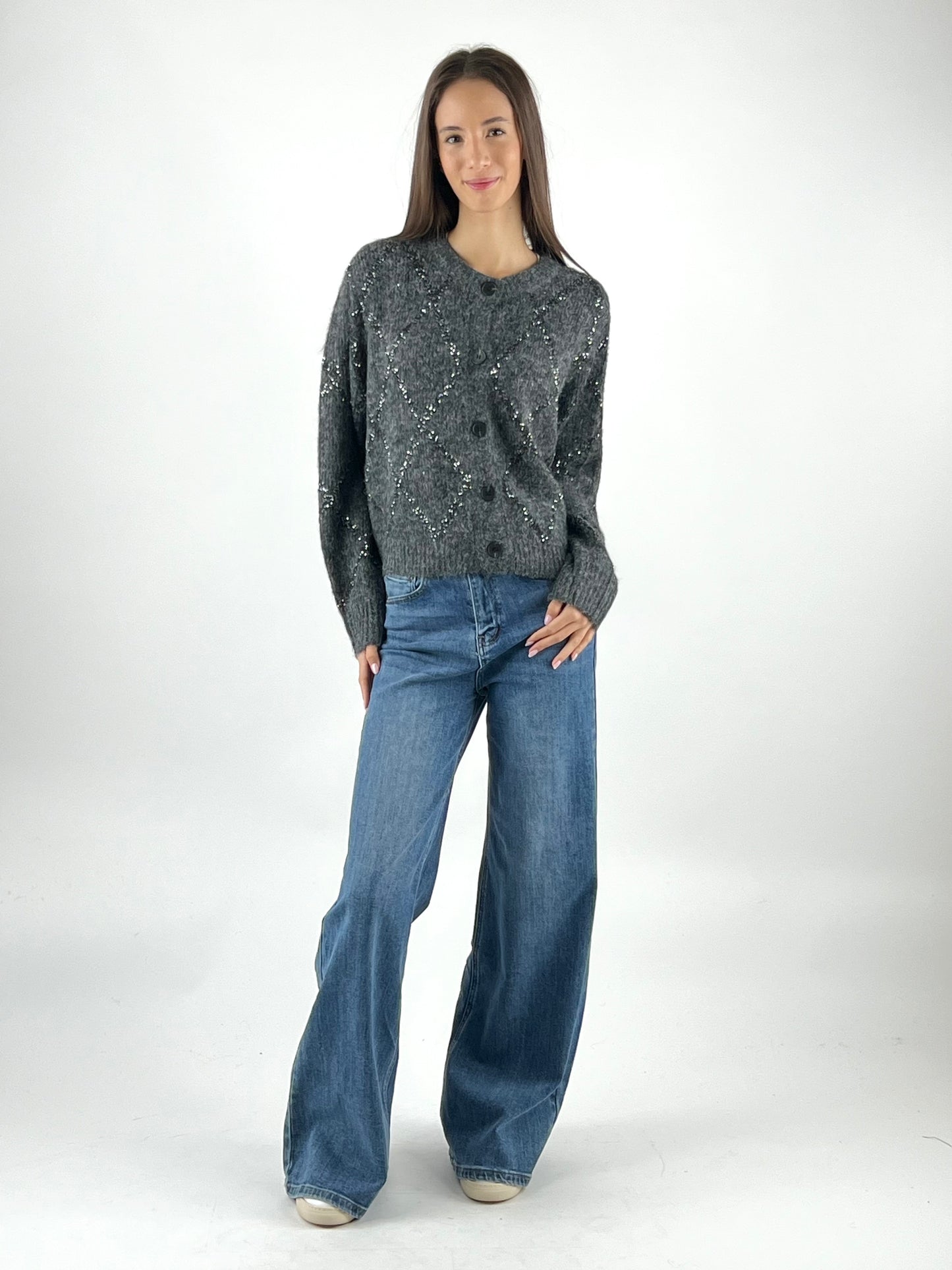DEVA COUTURE PARIS - CARDIGAN COREANA MICRO PAILLETTES