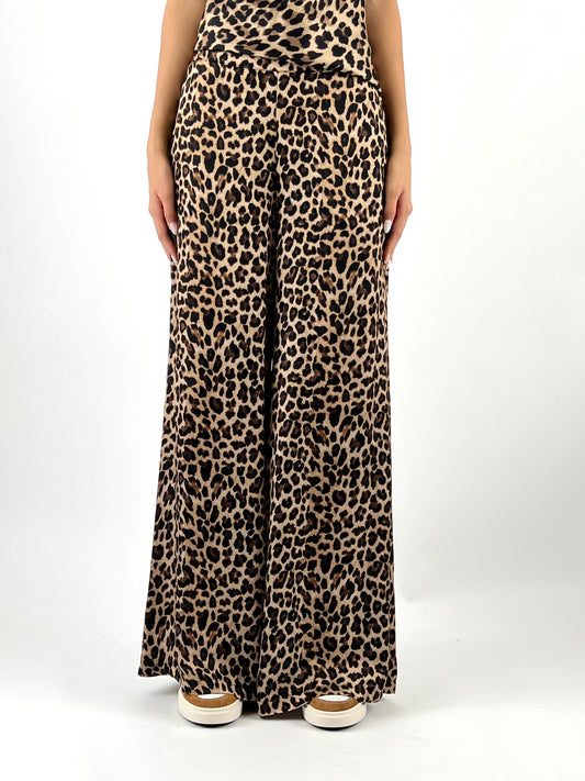 SUSY MIX - PANTALONE SATIN ANIMALIER