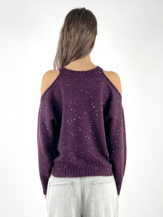 KONTATTO - MAGLIA CUT OUT MICRO PAILLETTES