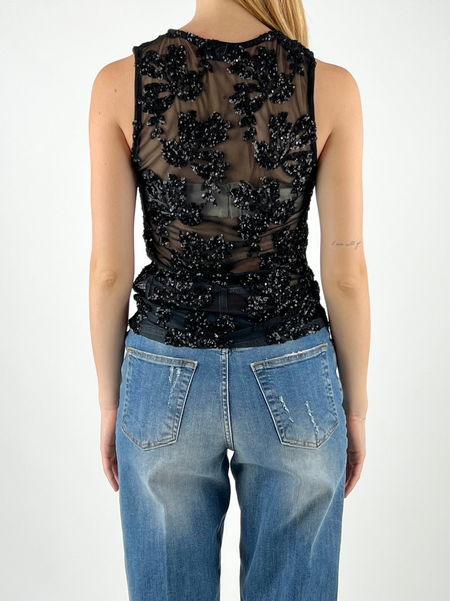 SUSY MIX - CANOTTA RICAMI PAILLETTES