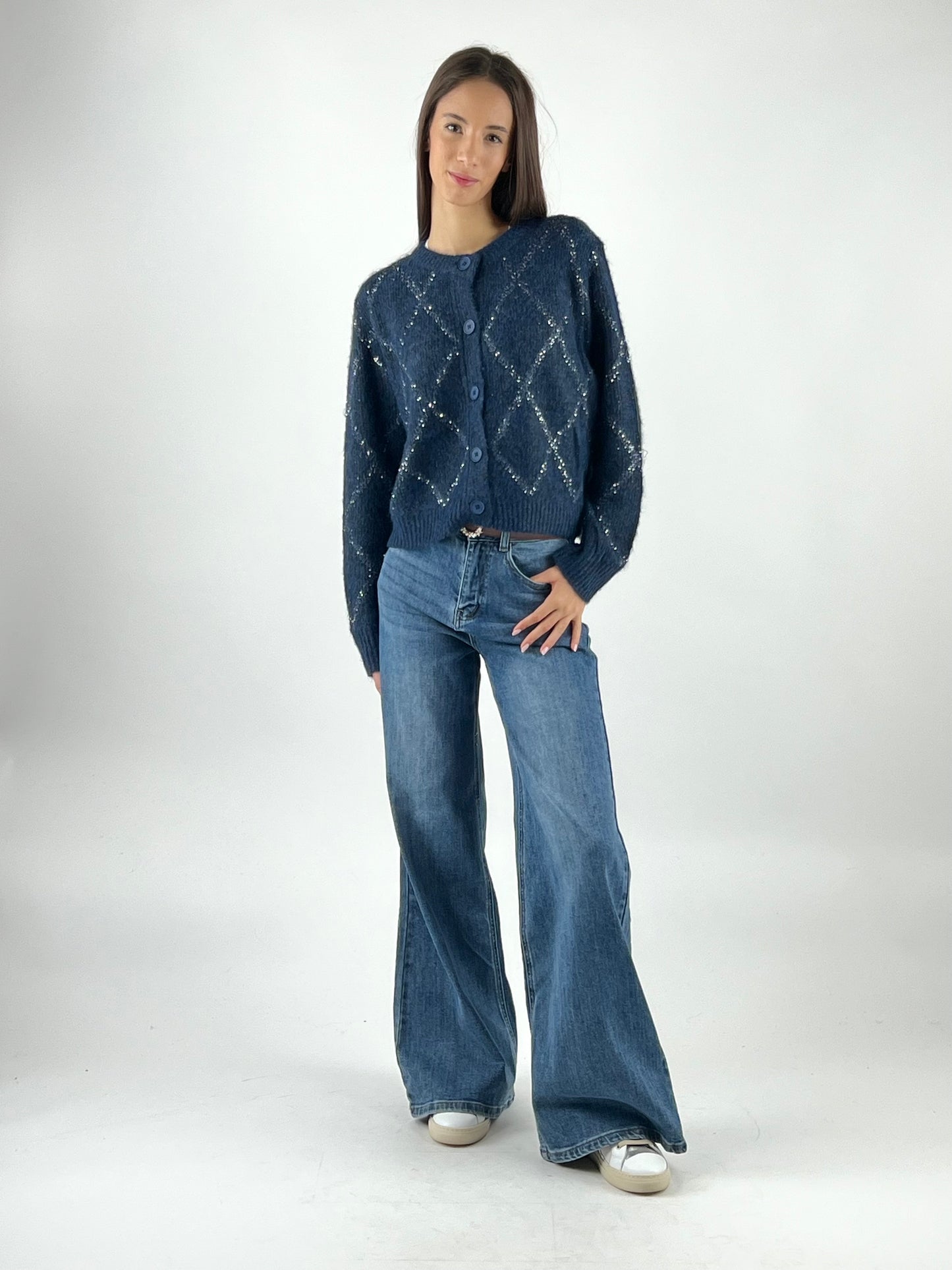 DEVA COUTURE PARIS - CARDIGAN COREANA MICRO PAILLETTES
