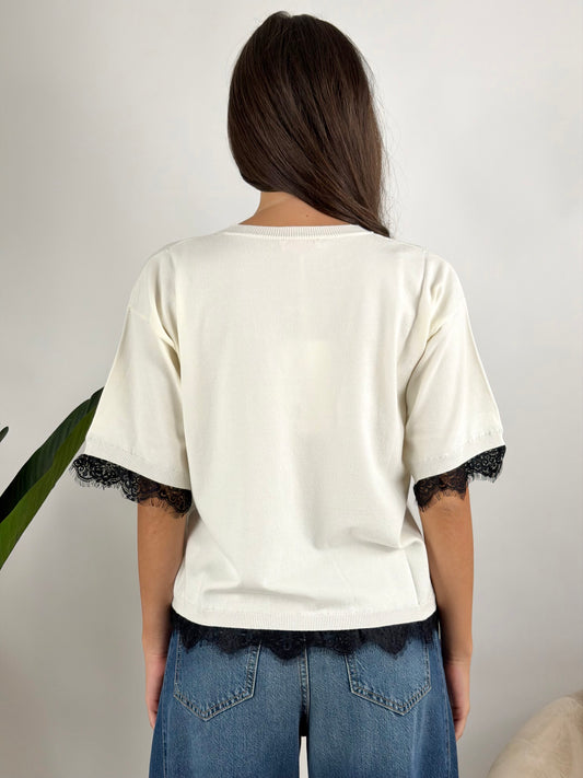 KONTATTO - MAGLIA GIROCOLLO PIZZO