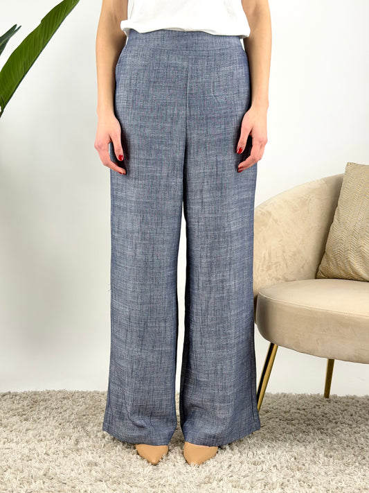 DEVA COUTURE PARIS - PANTALONE PALAZZO CHAMBRAY