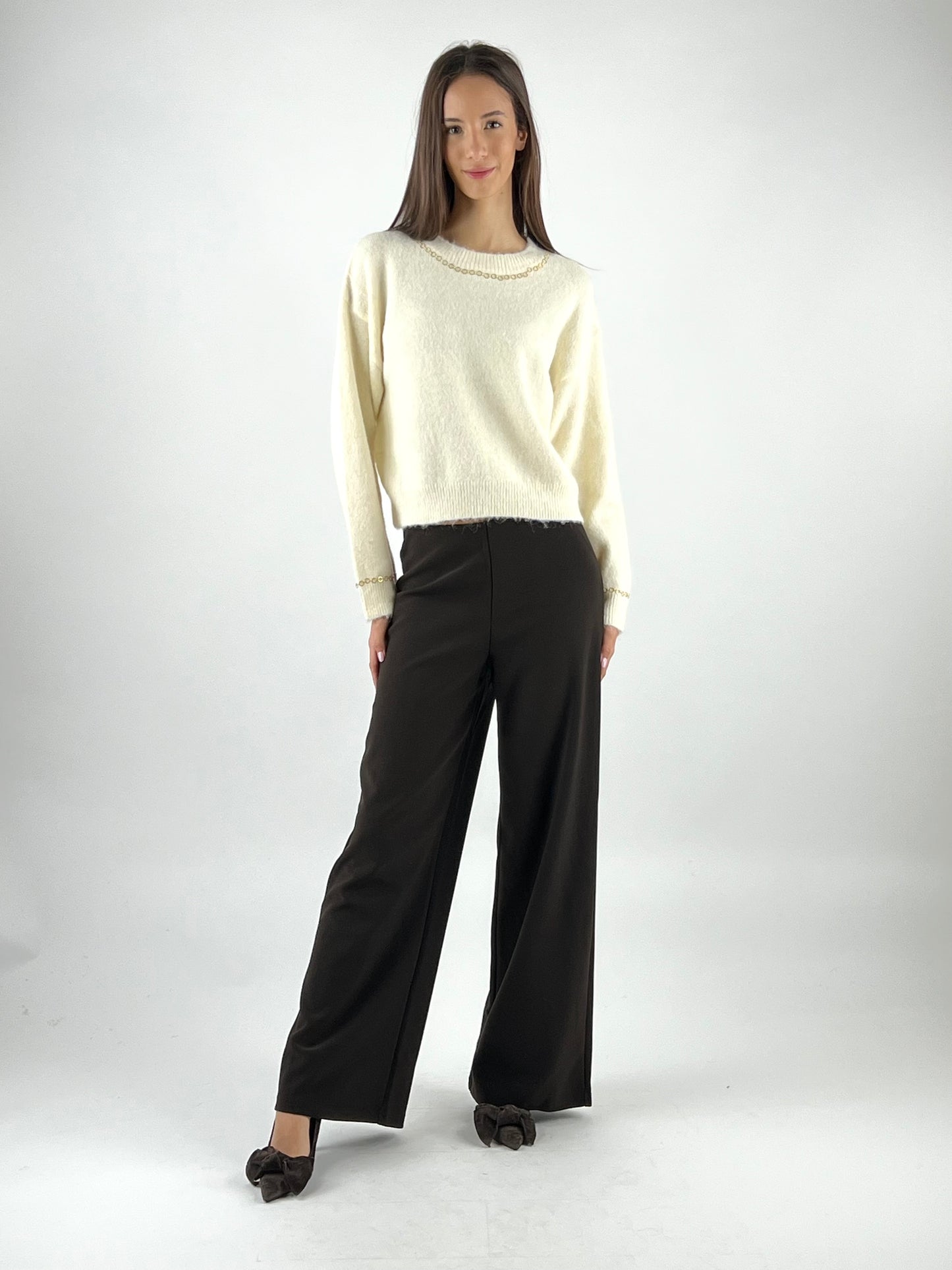 DEVA COUTURE PARIS - PANTALONE PALAZZO SCUBA