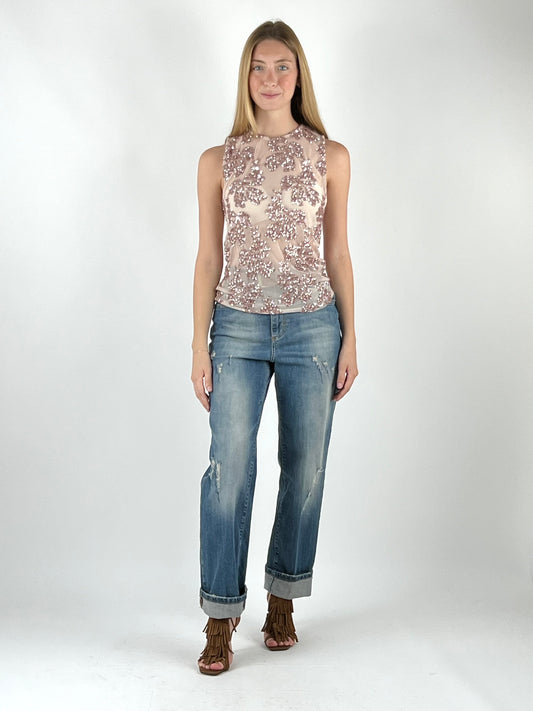 SUSY MIX - CANOTTA RICAMI PAILLETTES