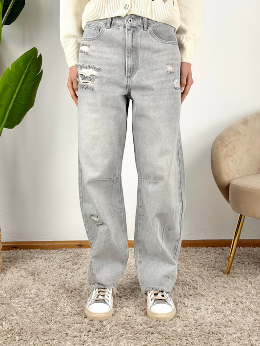 DEVA - JEANS BARREL SFRANGIATO