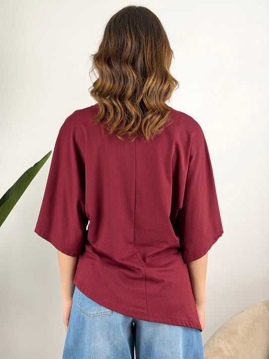DEVA - T-SHIRT ASIMMETRICA TASCHINO