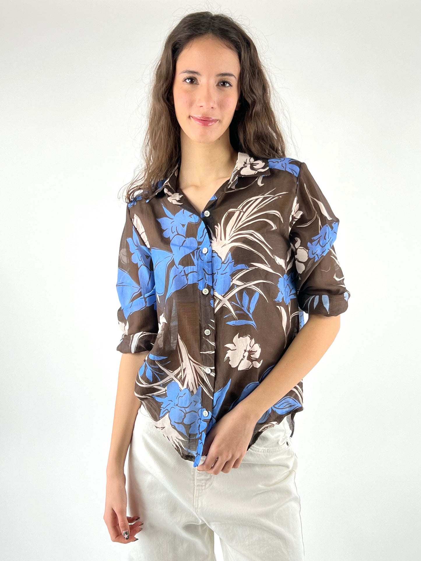 DEVA - CAMICIA FIORI IRIS IN SETA
