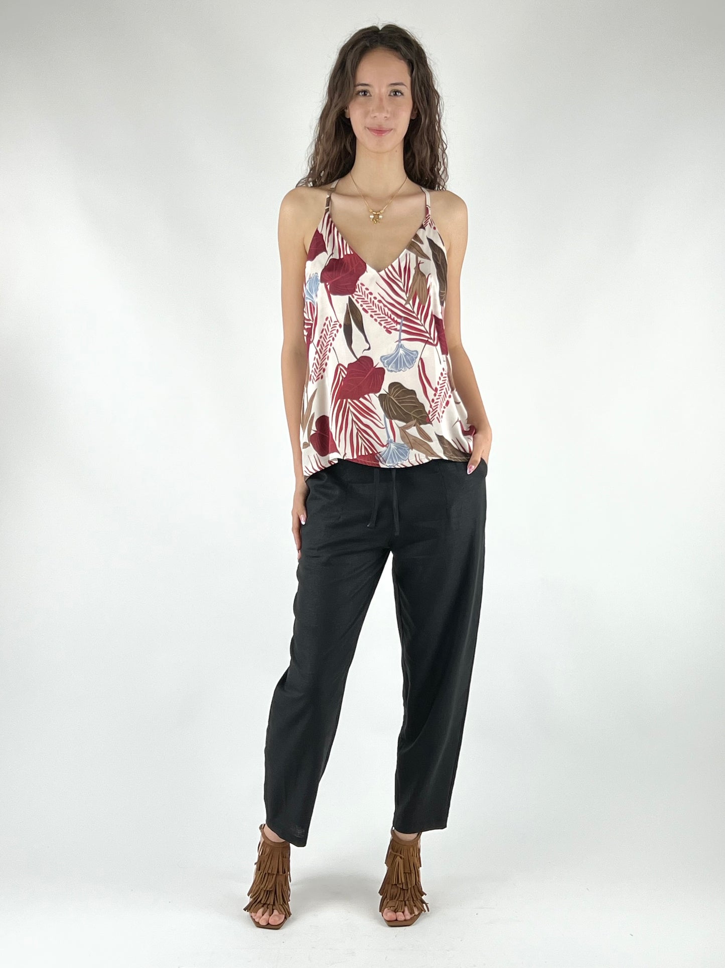 DEVA - PANTALONE MISTO LINO COULISSE