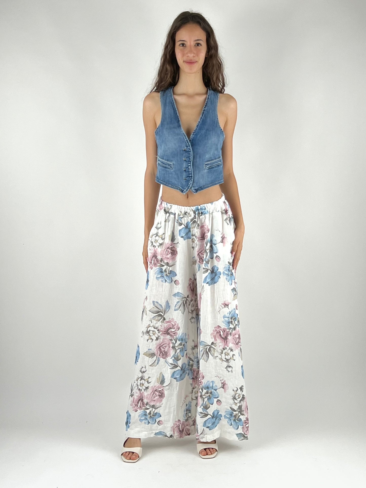 DEVA - PANTALONE LINO FANTASIA
