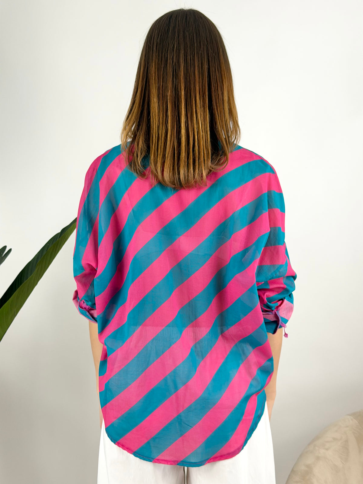 DEVA - CAMICIA MUSSOLA RIGHE DIAGONALI