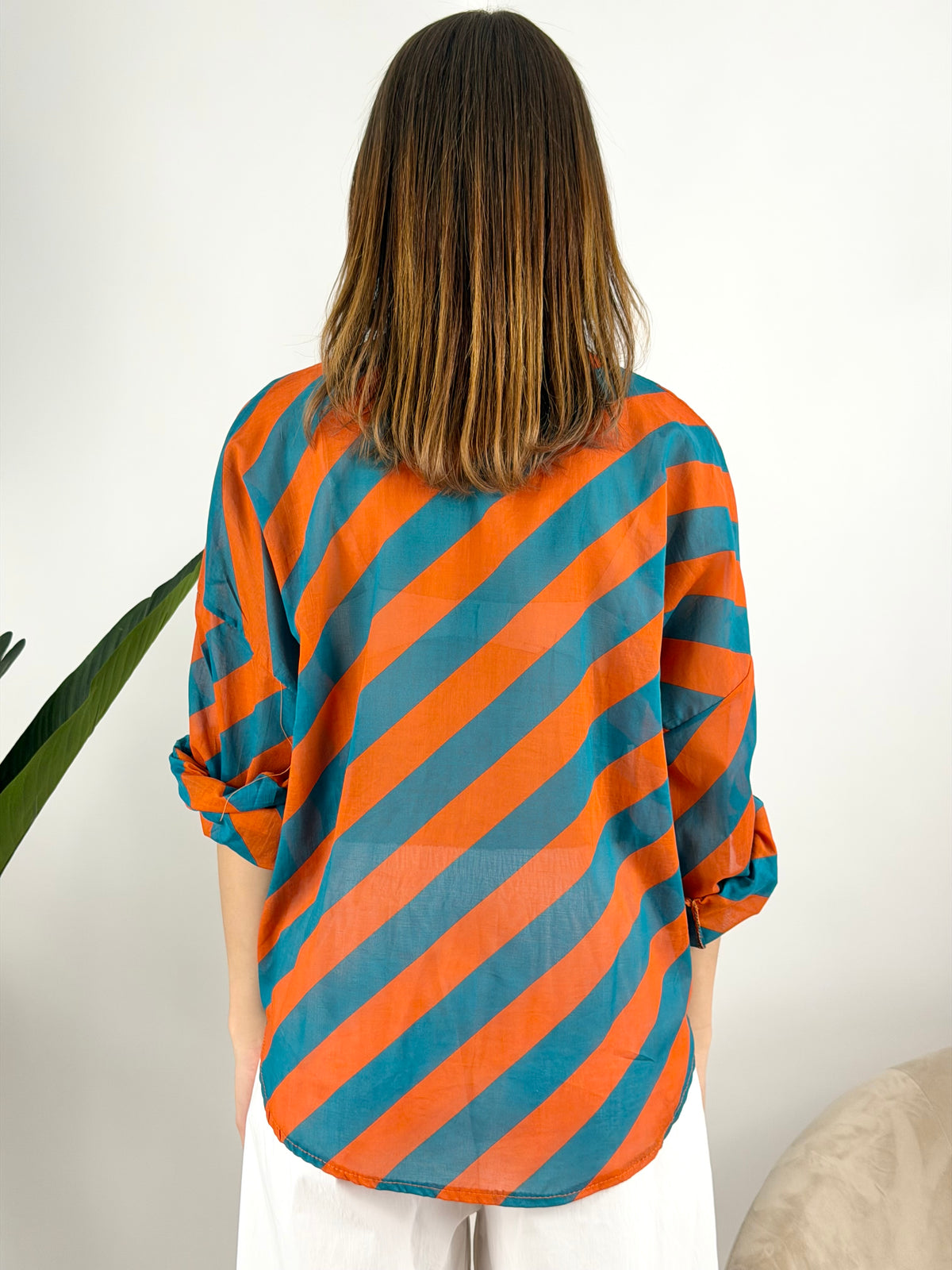 DEVA - CAMICIA MUSSOLA RIGHE DIAGONALI