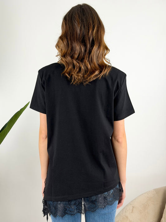 SUSY MIX - T-SHIRT ASIMMETRCA PIZZO