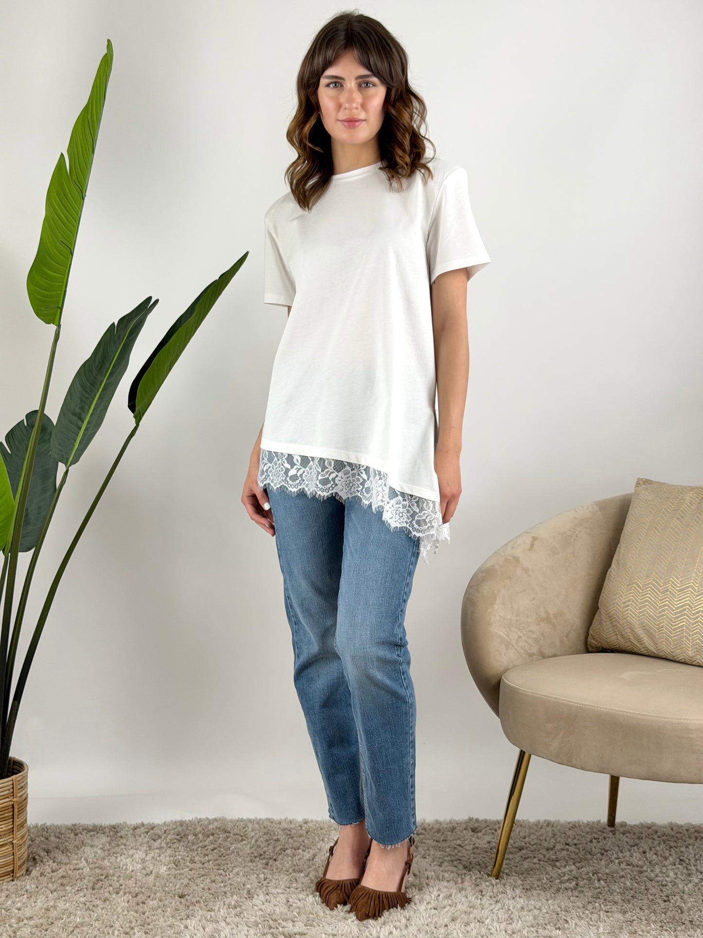 SUSY MIX - T-SHIRT ASIMMETRCA PIZZO