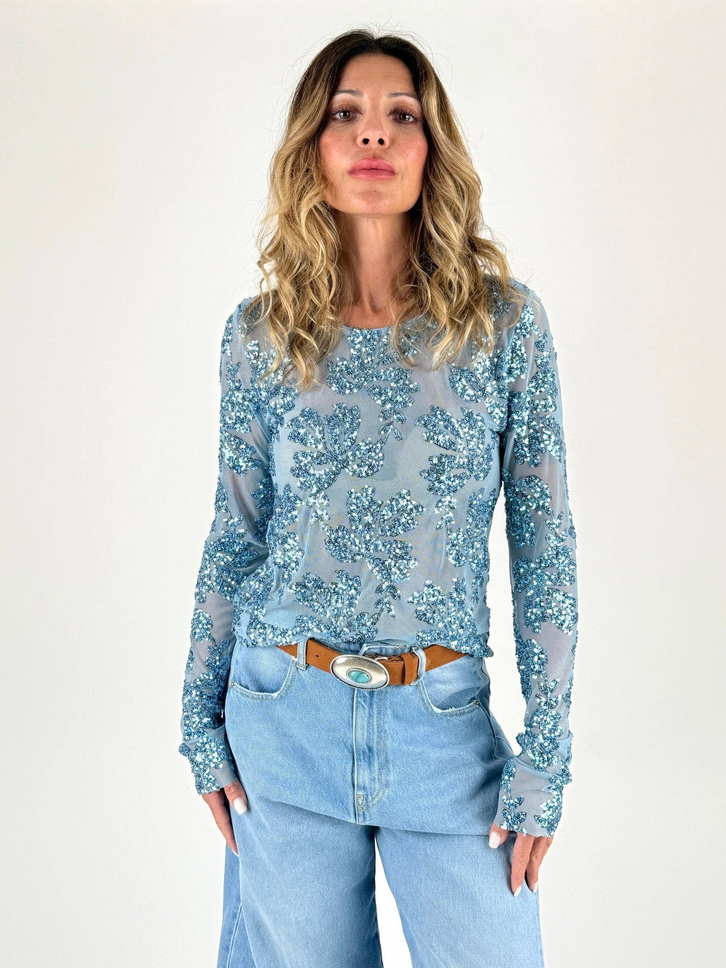 SUSY MIX - MAGLIA RICAMI PAILLETTES