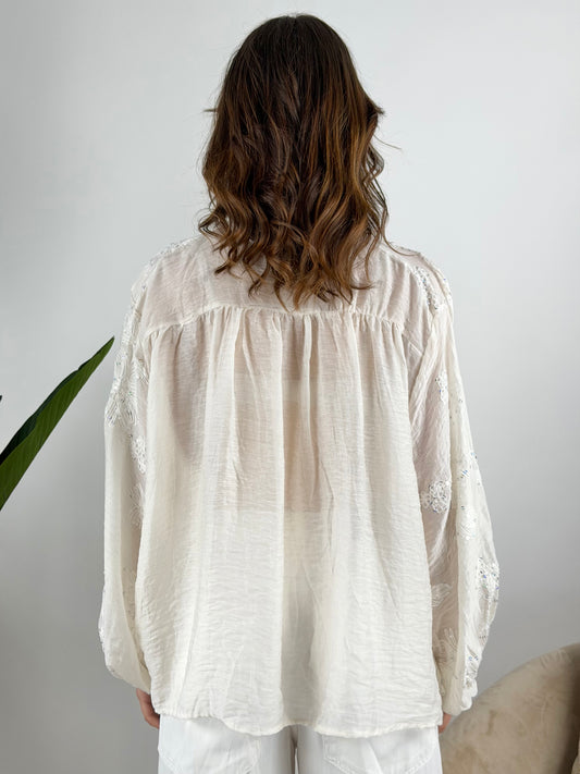 DEVA - CAMICIA RICAMI E PAILLETTES