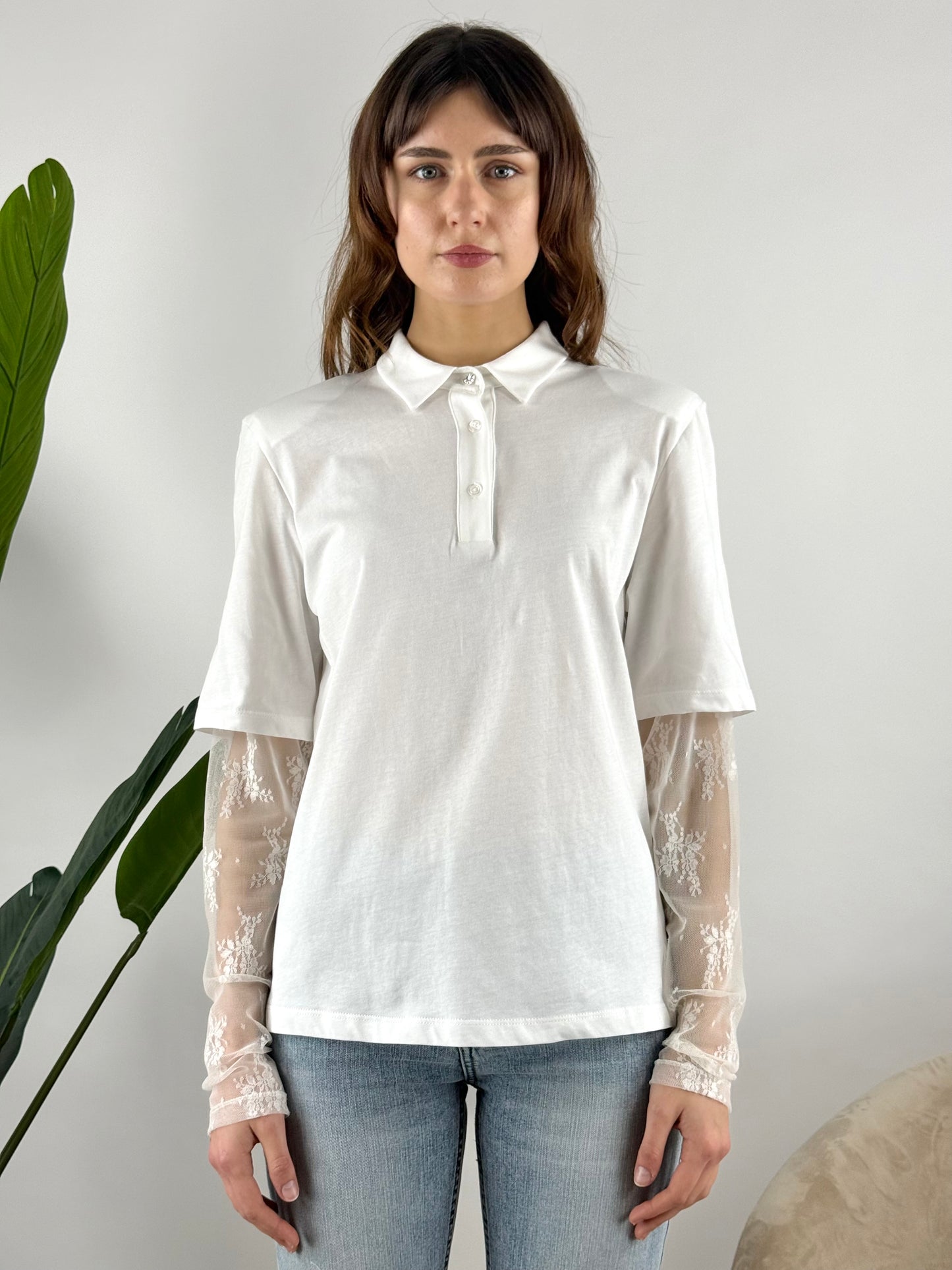 SUSY MIX - POLO CON MANICHE IN PIZZO