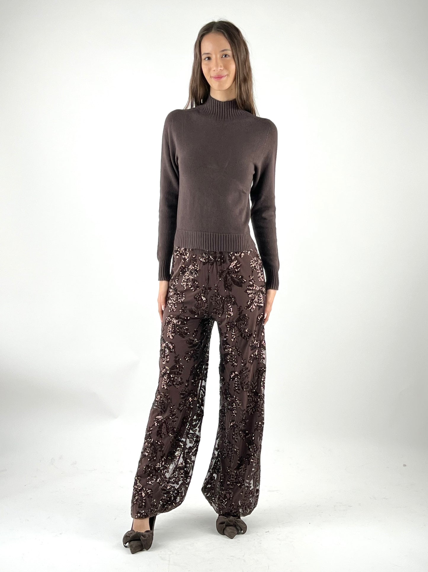 SUSY MIX - PANTALONE PAILLETTES E RICAMI