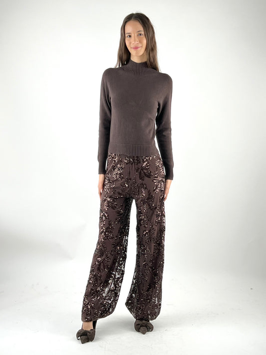 SUSY MIX - PANTALONE PAILLETTES E RICAMI