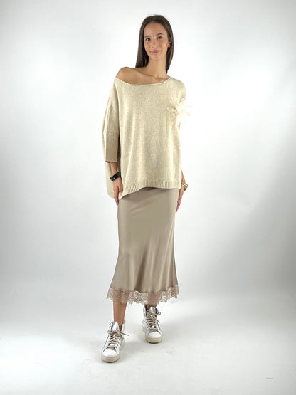 VICOLO - GONNA RASO BORDO PIZZO