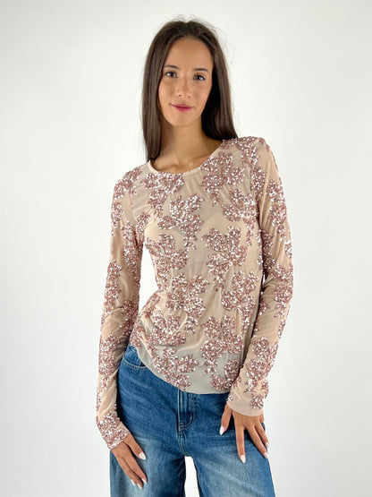 SUSY MIX - MAGLIA PAILLETTES RICAMI M/L