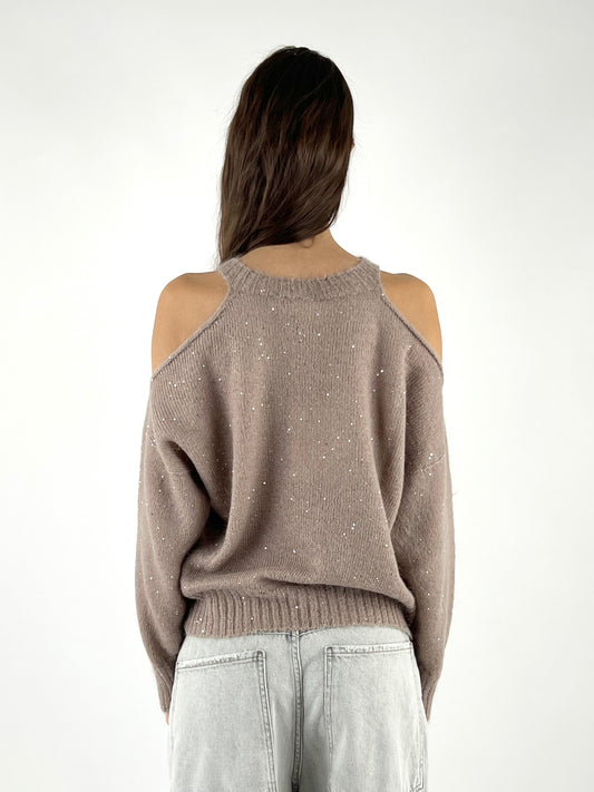 KONTATTO - MAGLIA CUT OUT MICRO PAILLETTES