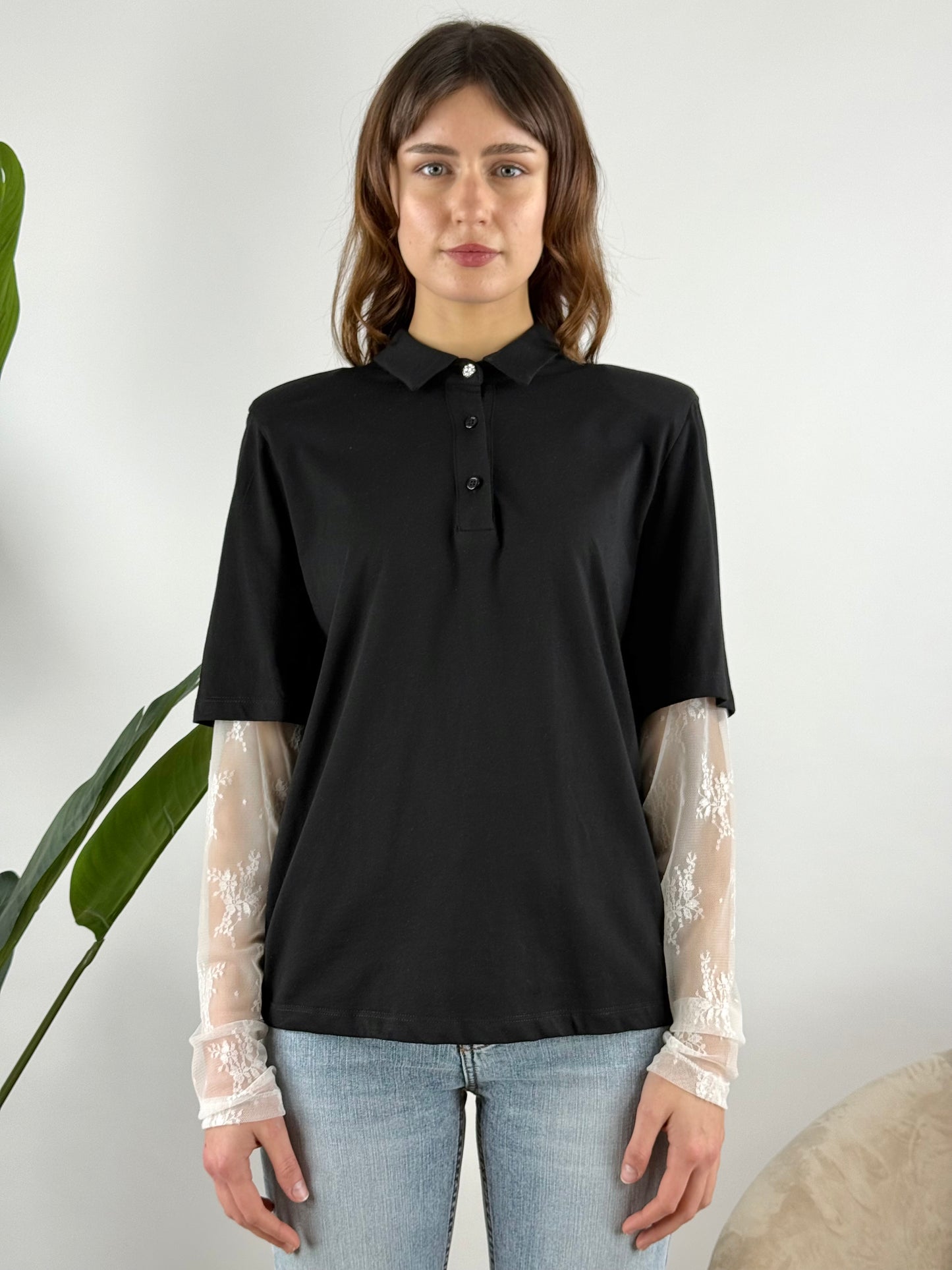 SUSY MIX - POLO CON MANICHE IN PIZZO