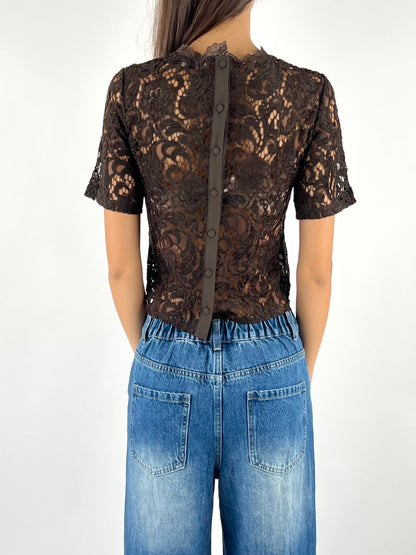 SUSY MIX - MAGLIA IN PIZZO/BOTTONI