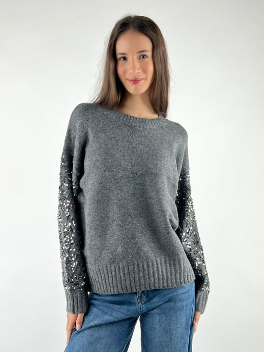DEVA COUTURE PARIS - MAGLIA GIROCOLLO PAILLETTES