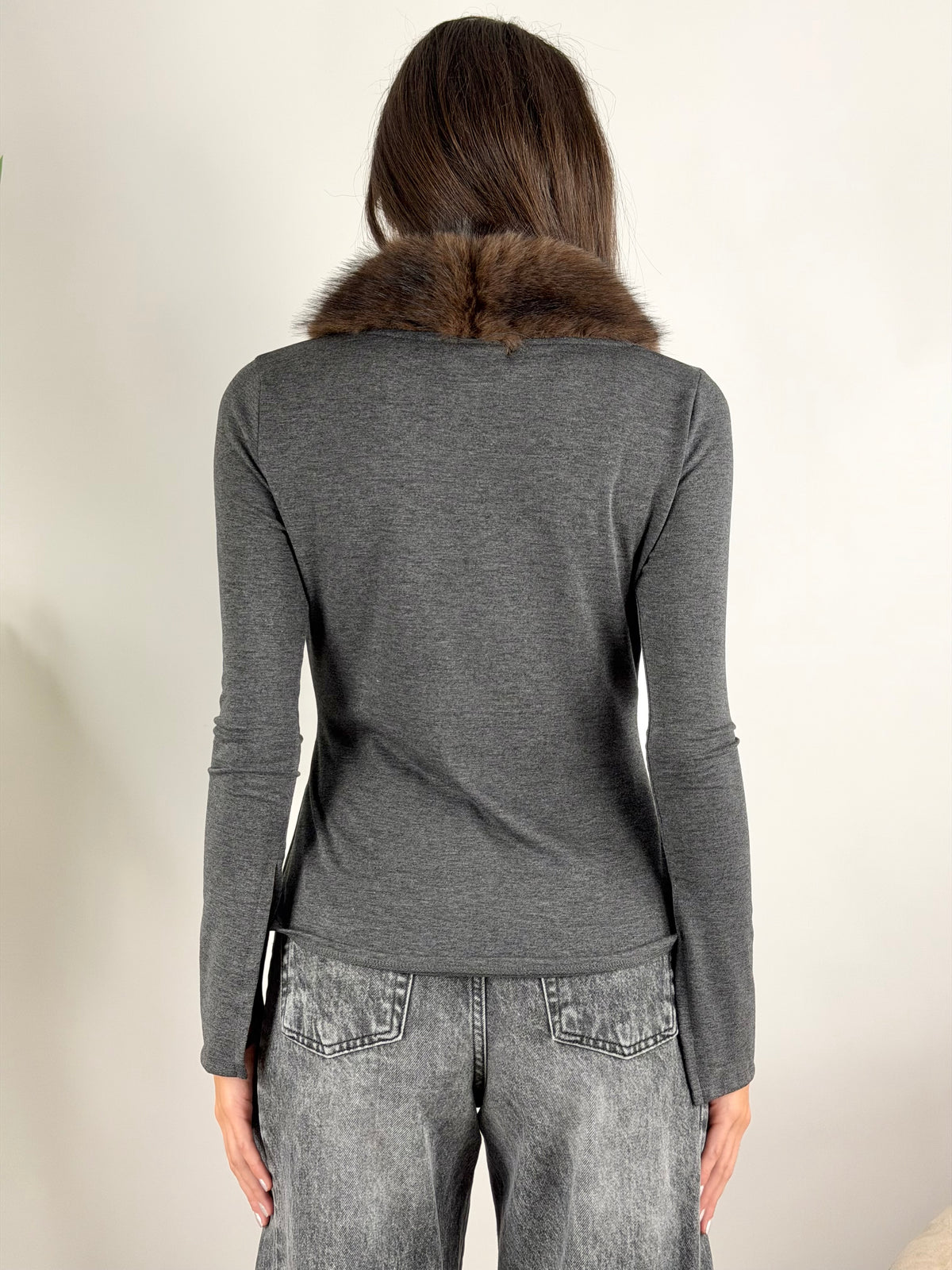 HAVEONE - MAGLIA CARDIGAN PELLICCIA