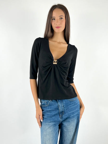 SUSY MIX - MAGLIA CON ACCESSORIO CENTRALE