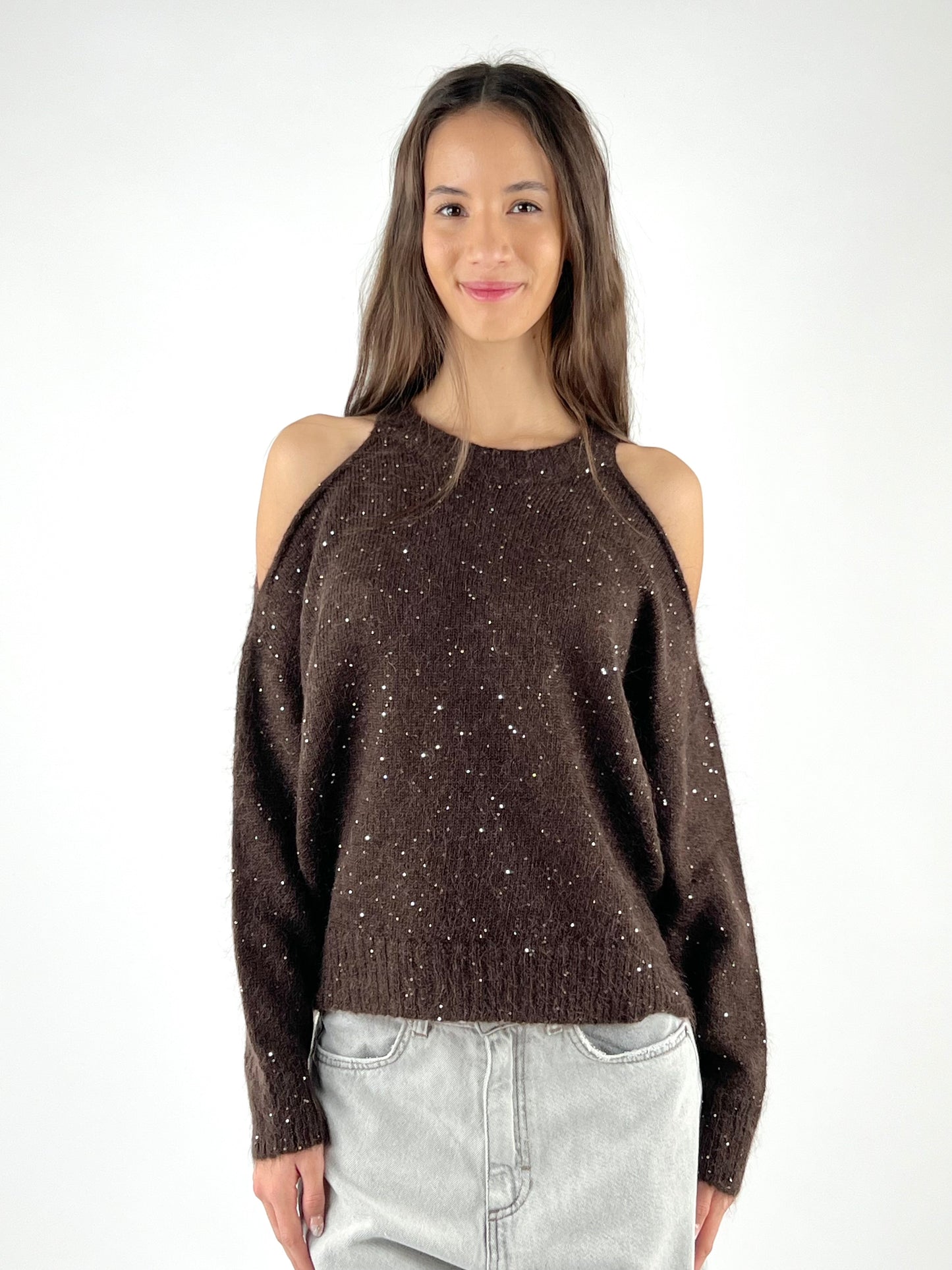 KONTATTO - MAGLIA CUT OUT MICRO PAILLETTES