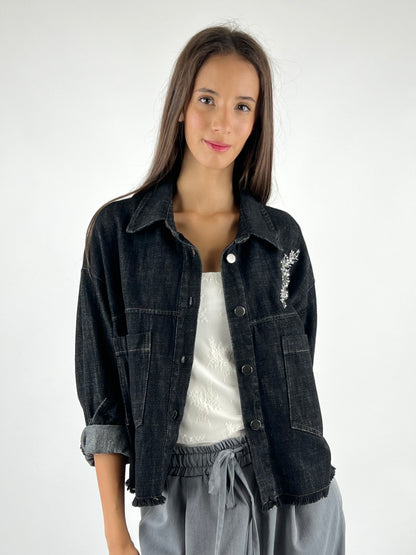 DEVA - GIACCA DENIM STRASS