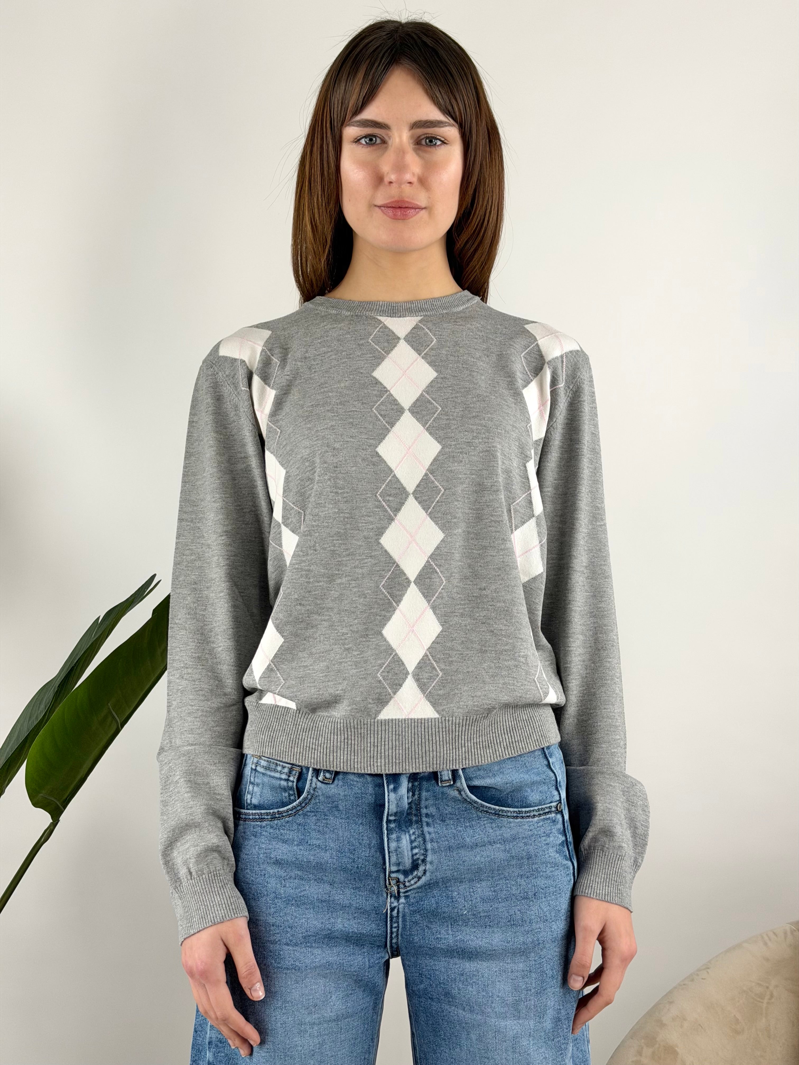 TENSIONE IN - MAGLIA GIROCOLLO ROMBI – DEVA Fashion