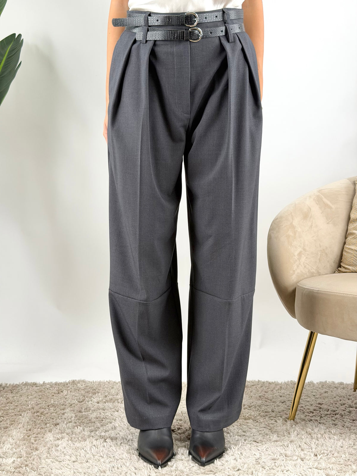 HAVEONE - PANTALONE PIA PALAZZO DOPPIO PASSANTE