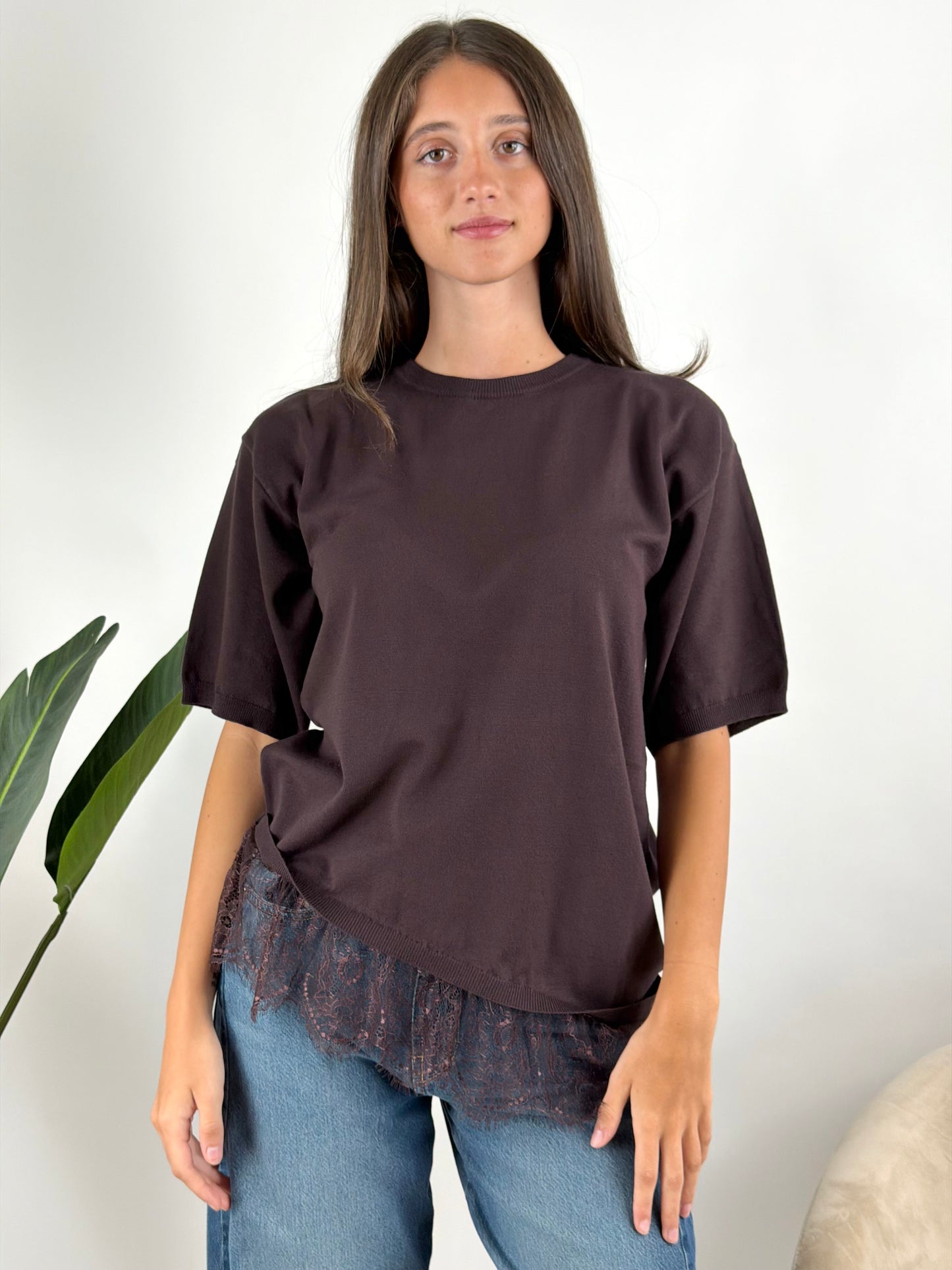 KONTATTO - MAGLIA ASIMMETRICA PIZZO