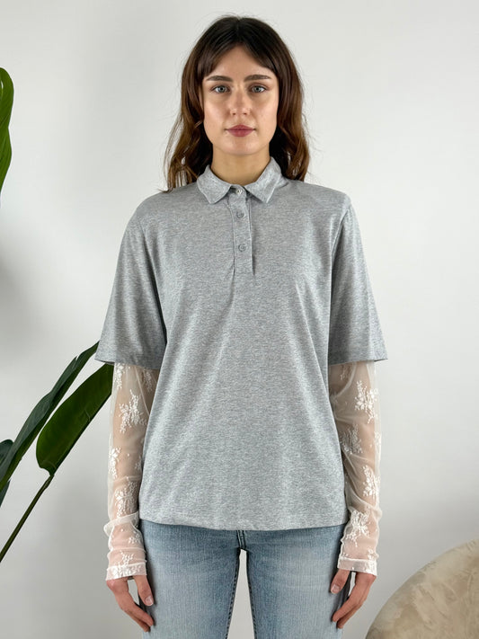 SUSY MIX - POLO CON MANICHE IN PIZZO