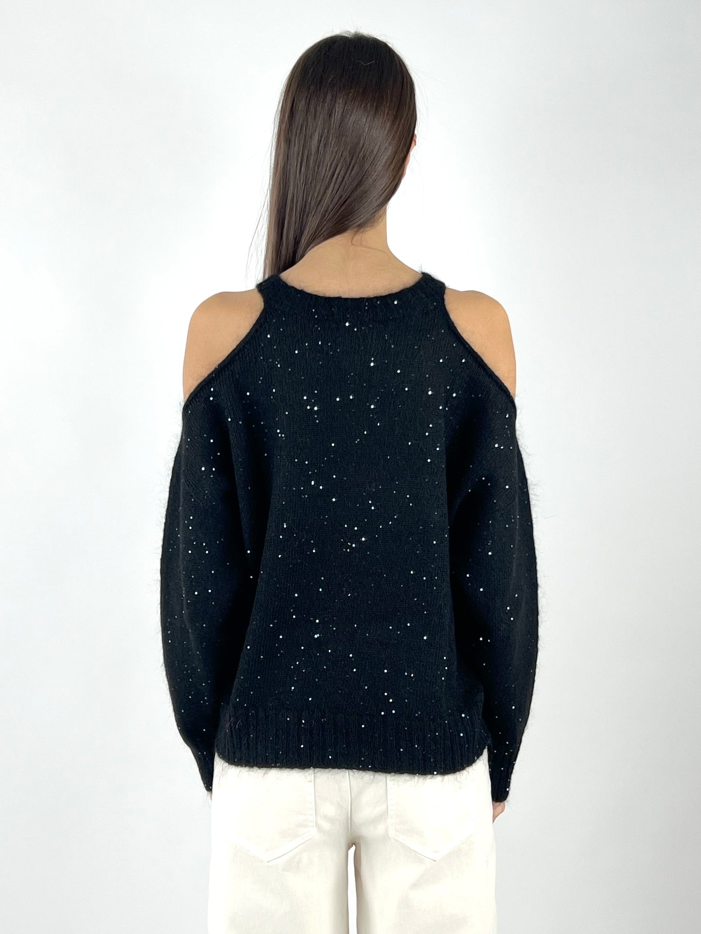 KONTATTO - MAGLIA CUT OUT MICRO PAILLETTES