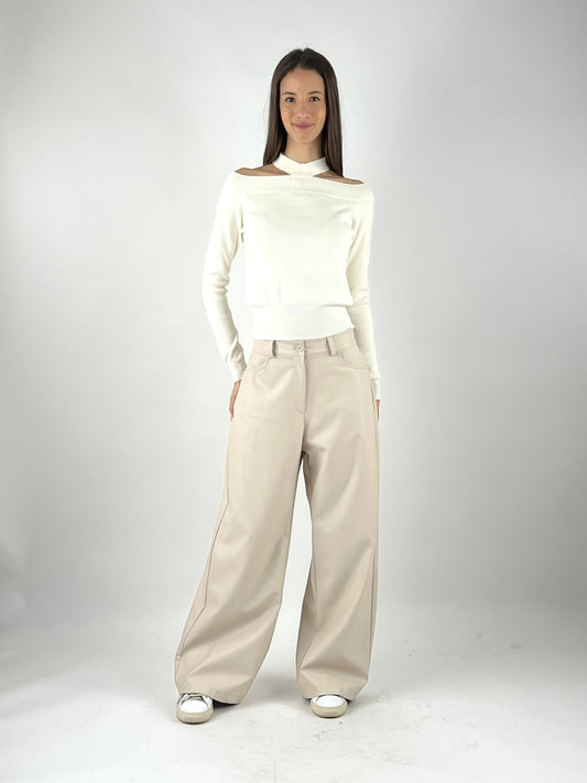 TENSIONE IN - PANTALONE ECOPELLE PALAZZO