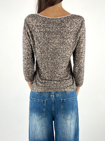 SUSY MIX - MAGLIA PAILLETTES MANICA TRE QUARTI