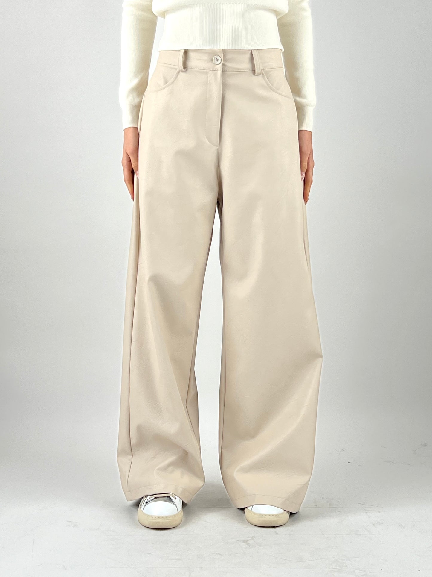 TENSIONE IN - PANTALONE ECOPELLE PALAZZO