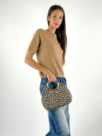 DEVA - BORSA RIGIDA ANELLO ANIMALIER