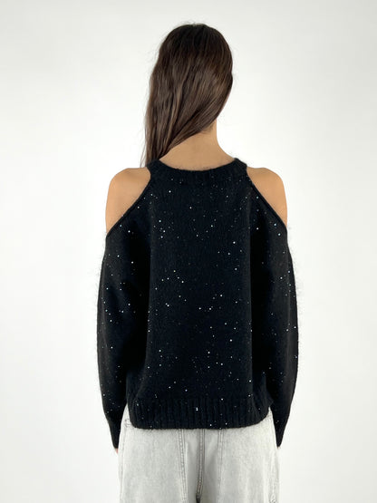 KONTATTO - MAGLIA CUT OUT MICRO PAILLETTES