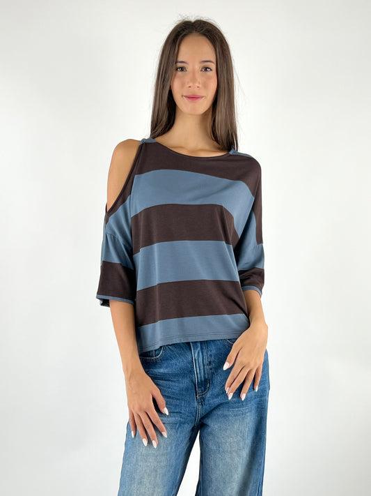 KONTATTO - MAGLIA CUT OUT RIGHE
