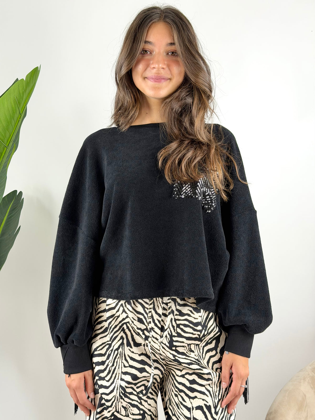 SUSY MIX - FELPA PAILLETTES FRANGE