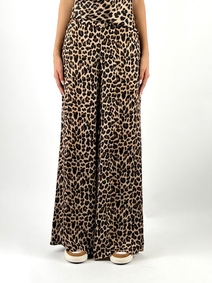 SUSY MIX - PANTALONE SATIN ANIMALIER