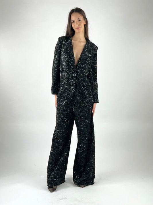 DEVA - PANTALONE PALAZZO CINIGLIA MICRO PAILLETTES